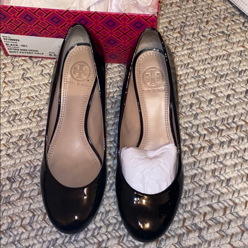 Tory Burch black wedges